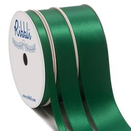 Ribbli 3 Rolls Double Faced Solid Satin Forest Green Craft Ribbon,Total 30 Yards,(1/4 Inch x 10-Yard,5/8 Inch x 10-Yard,1 Inch x 10-Yard),Use for Bows Bouquet,Gift Wrapping,Wedding Decorations