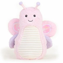 Warmies Plüsch Pinker Schmetterling Mikrowellengeeignet Groß, Gewichtetes Kuscheltier zur Beruhigenden Linderung, Mit Französischem Lavendelduft, Mikrowellengeeignetes Plüschtier für Erwachsene und Ki