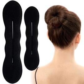 YALOJE 2pcs Hair Bun Updo Makers, Black Soft Hair Bun Shaper for Women, Non-Slip 2 Sizes Hair Donut Bun Lazy Curler Clip Hairstyles Accessories for Daily, Wedding