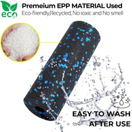 Genkigold Mini Massage Foam Roller High Density - 100% Recycled Non-Toxic Material - Portable Pocket-Sized for Travel - Foot Arch,Legs & Arms Pain Target - Waterproof and Durable 15x6cm(Blue)