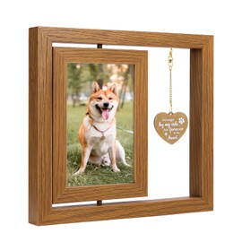 Tucnoeu 4×6 inch Pet Memorial Photo Frame, dog passing away gifts Rotating Wooden Picture Frame, Keepsake Remembrance Sympathy Gift for Loss of Dog or Cat