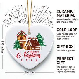 Christmas Ornament Gifts for Neighbors, Best Neighbors Ever, Christmas Tree Keepsake Ornaments for Neighbors, Holiday Christmas Tree Decorations Ornaments Gift for Neighbors, Best Neighbors Gifts