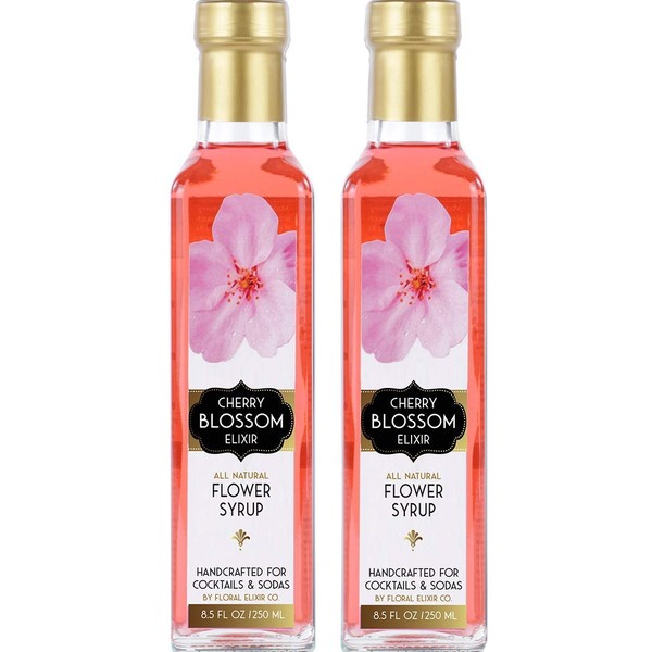 2 Pack All Natural Cherry Blossom Flower Syrup for Cocktails & Sodas