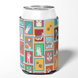 Caroline's Treasures MLM1159CC Lots of Grey Siberian Husky Can or Bottle Hugger Cooler Washable Drink Sleeve Collapsible Beverage Insulated Holder, Can Hugger, Multicolor