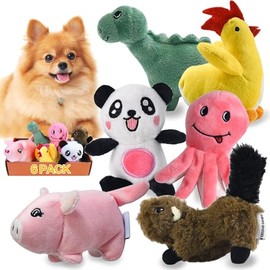 LEGEND SANDY - Juego de juguetes para perro de peluche para cachorro, pequeño cachorro de peluche, 6 juguetes para perros a granel con chirradores, li