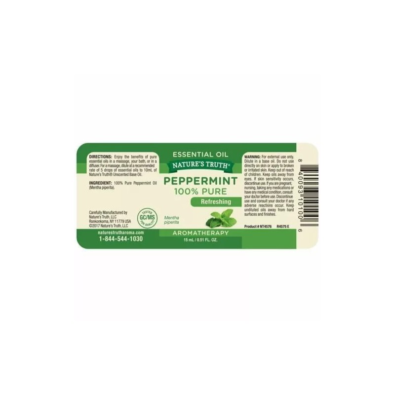 Nature's Truth Aromatherapy Peppermint Pure Essential Oil Refreshing 0.51 Ounce