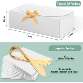 Paquete de 12 Cajas de Regalo de Boda, Caja de Regalo con Lazo de Satén, Caja de Propuesta de Dama de Honor con Cinta Cajas de Papel Kraft para Boda, Embalaje, Regalo, Cumpleaños, Navidad, Fiesta(blanco)