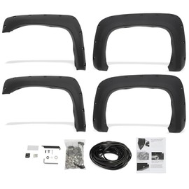 ECCPP PP Pocket Rivet Bolt Style Fender Flares Fits For 2007-2013 For Chevy Silverado 1500/2500HD/3500HD 78.7"/ 97.6 With Rubber Edge Trim Hardware Kit Automotive Exterior Accessories