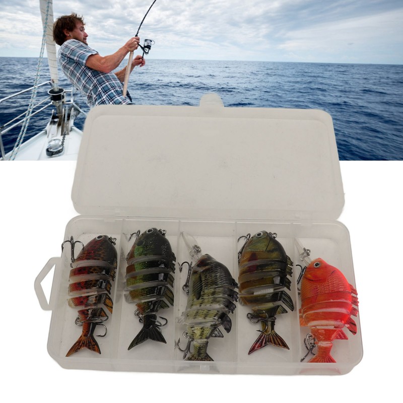 Segmented Fishing Lure Hard 6 Sections with High Carbon Treble
