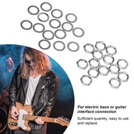 Guitar Nuts and Washers, G3/8 Female Thread Guitar Jack Nut Washer Kit Metal Guitar Input Output Jack Socket Nuts, Jack Socket Nut with Washer for Electric Guitar, Electric Bass