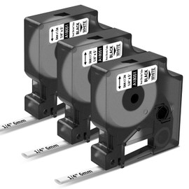 Rhino 18051 Compatible Dymo 4200 Rhino Heat Shrink Tube Labels for DYMO 18051 1/4" 6mm Industrial Label Tapes Work with DYMO Rhino 4200 5200 5000 6000 Industrial Label Maker, Black on White, 3-Pack