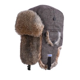 Winter Trapper Hat,100% Real Rabbit Fur Russian Ushanka Aviator Hunting Ski Hat Winter Hat with Ear Flaps for Men Women