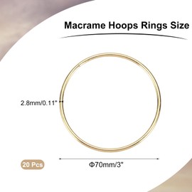 MECCANIXITY 20 Pcs Dream Catcher Rings,Metal Craft Hoops Floral Hoops 2.8 Inch Macrame Hoops Rings for DIY Crafts Wreath Making Supplies Plant Hangers,Gold