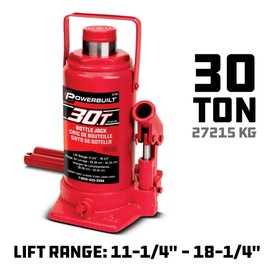 Powerbuilt Hydraulic Bottle Jack, 30 Ton Capacity - 647505 , Red