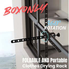 Boxonly Foldable Indoor/Outdoor Swivel Folding 11-Hole Clothes Drying Rack - Gray, Space-Saving, Portable, Heavy-Duty Aluminum for Small Spaces, Balcony, Bathroom, Travel & Camping Airer