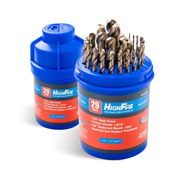 HIGHFIRE 29 PCS M35 Cobalt Drill Bit Set, HSS Twist