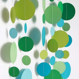 Blue and Green Circle Dot Garland Bubble Streamer Spring Party Decoration Summer Under the Sea Pool Beach Ocean Bubble Hanging Bunting Banner Backdrop Mermaid Birthday/Wedding/Baby Shower/Kids Room PartyDecor