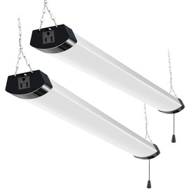 hykolity 4FT 120W LED Shop Light Linkable, 13000lm(400w Equivalent), 5000K Utility Shop Lights for Garages, Workshops, Basements, Hanging or FlushMount, Power Cord and Pull Chain, ETL, Black, 2 Pack