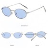 WDZAYXC Retro Oval Sunglasses for Men and Women, silver/blue