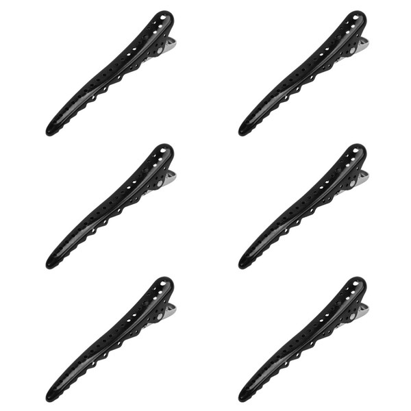 Frcolor Dakar Hair Clips, Black Patching Clips, Hair Clips, Hair Accessories, Commercial Use, Bangs, Strong, Non-marking Hair Clips, Set of 6 (Black)