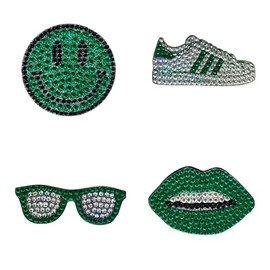 StickerBeans® “The Original Rhinestone Sticker” - Green Spirit Set (2" x 2", 4-Pack) - Sparkly, Adhesive Back - Collect, Trade, Gift - Embellish Laptop, Phone, Water Bottle - Kids Teens Adults