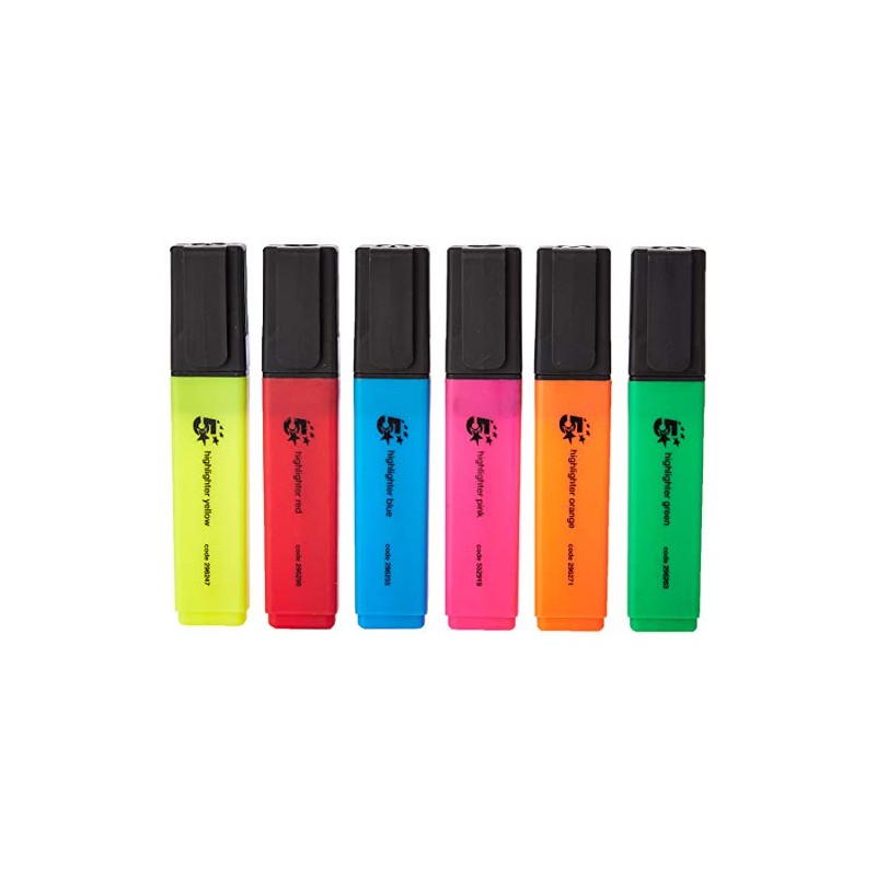 5 Star Highlighters Chisel Tip 1-4mm Line Assorted [Wallet 6],