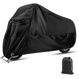 Balabow Cubierta de Motocicleta, Funda para Moto Impermeable, Motocicleta Protectora Poliéster para Motocicletas como Honda, Yamaha, Suzuki, Harley y más (Negro, XL)
