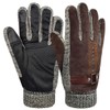 heekpek Men's Winter Leather Gloves Thick Warm Fleece Windproof Gloves