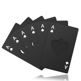 6-Pack Ace of Spades Bottle Openers – Stainless Steel Playing Card Shape Beer Openers, Poker Party Favors, Wedding Groomsmen Gifts, Credit Card Size Tools