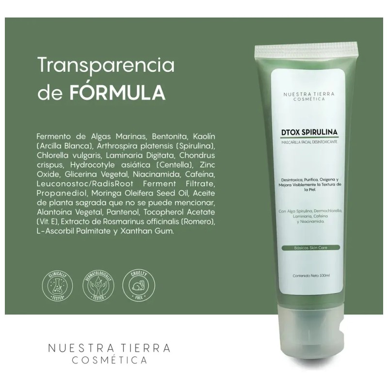 Mascarilla Desintoxicante Spirulina Y Fermento De Algas Tipo de piel