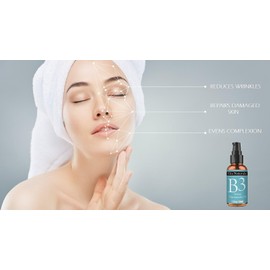 Gia Naturals Vitamin B3 Serum Cream, 1 or 2 oz, Anti-Aging, Repairs Skin, Reduces Wrinkles, Evens Tone, Fights Acne, Smaller Pores, Boosts Collagen, Made in USA, Cruelty Free