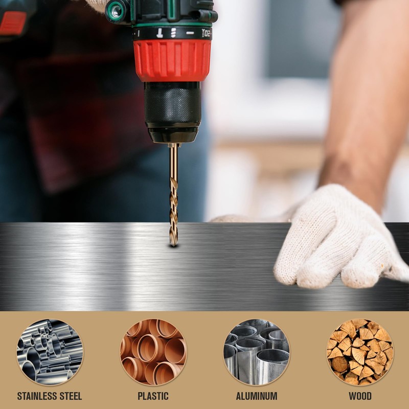 MACXCOIP Cobalt Drill Bit Set, 100Pcs M35 High Speed Steel