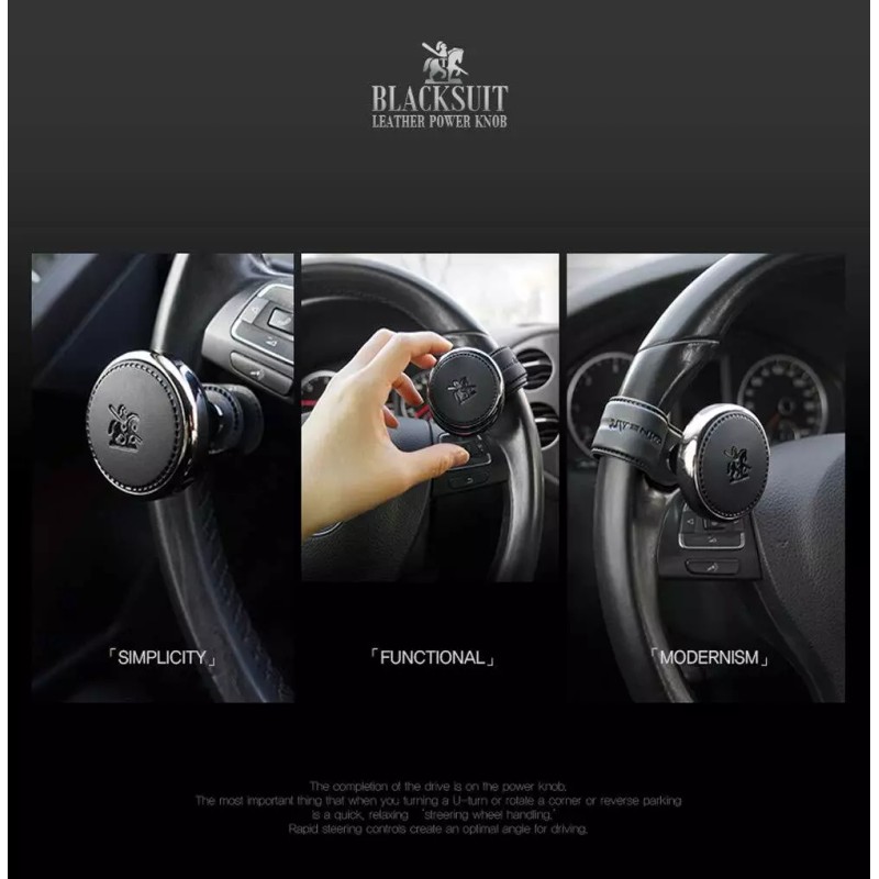 Autoban Premium Leather Steering Wheel Knob Spinner Handle for All