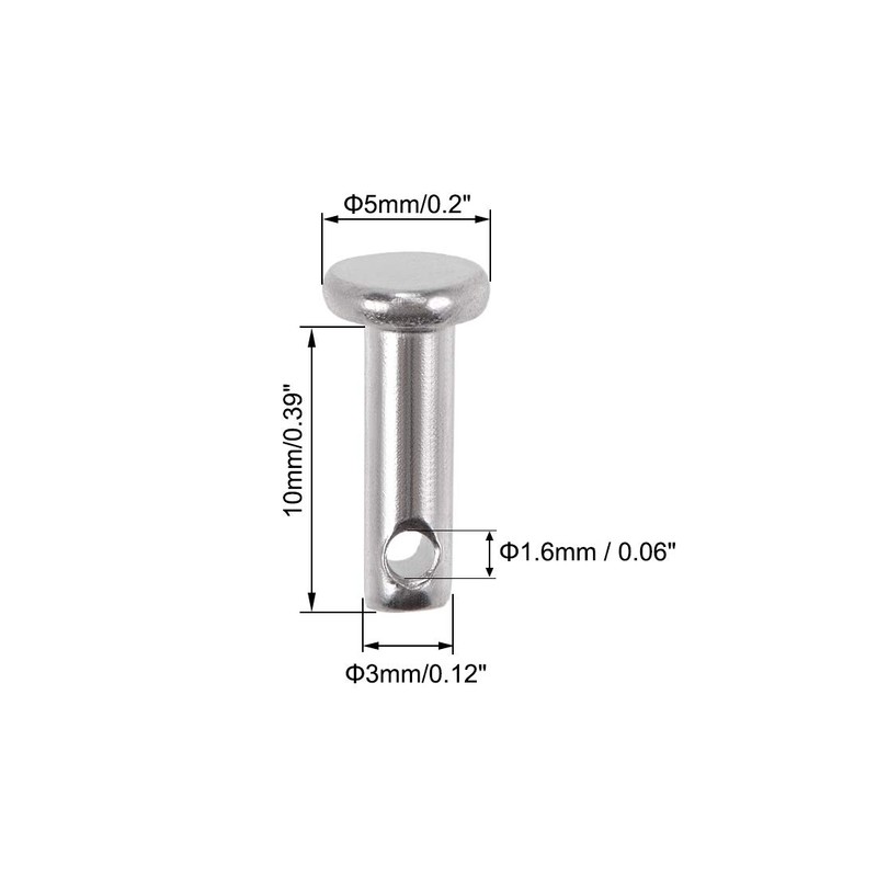 sourcing map Single Hole Clevis Pins - 3mm X 10mm
