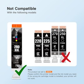 E-Z Ink (TM Compatible Ink Cartridge Replacement for Canon PGI-280XXL PGI 280 XXL Compatible with PIXMA TR7520 TR8520 TS6120 TS6220 TS8120 TS8220 TS9120 TS9520 TS9521C Printer (4 PGBK)