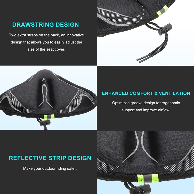 sourcing map Bike Seat Cover Bicycle Saddle Cushion with Large