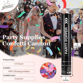 Party Poppers Multicolor,5 Pack 12 Inch Confetti Cannon Confetti Shooters Launches 20-25ft,Biodegradable Confetti Popper for,Birthday,Celebration,Wedding,Christmas,New Years Eve