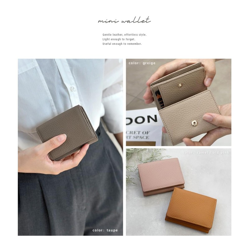 Mini Wallet, Genuine Leather, Small Coin Purse, Compact, Trifold Wallet,