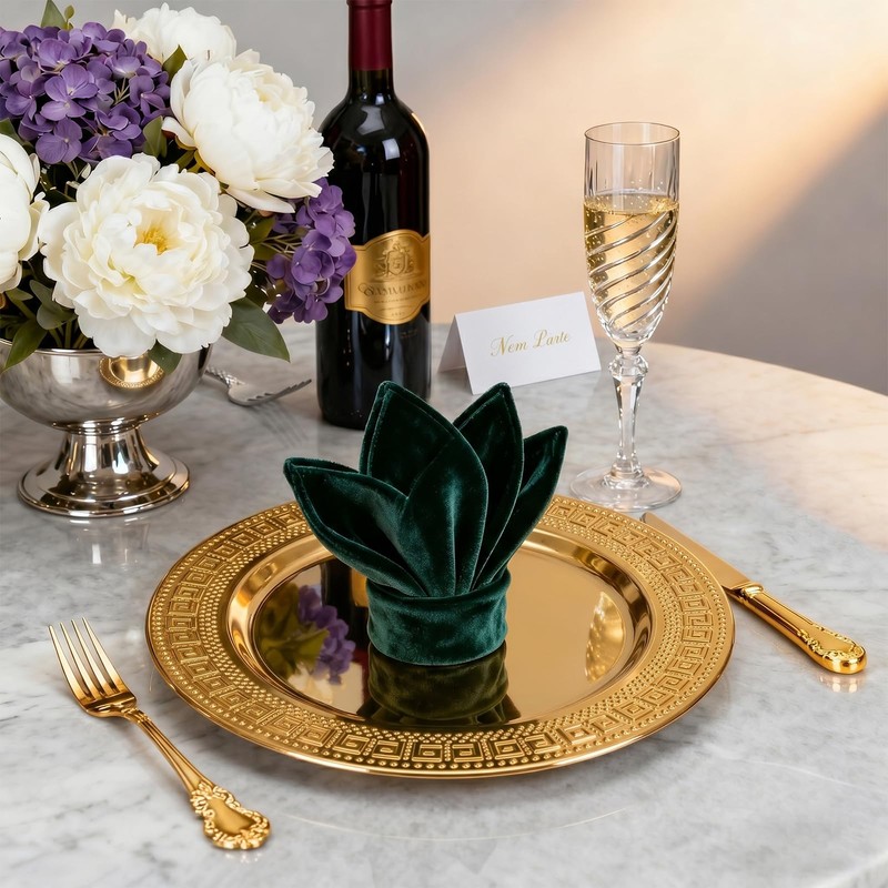 ZENOVLUX 6 Pack 13'' Gold Party Chargers Reusable Large Plates,