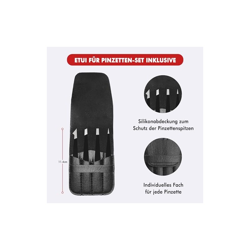 Premium 4-in-1 Tweezer Set, Stainless Steel, Modern, Black
