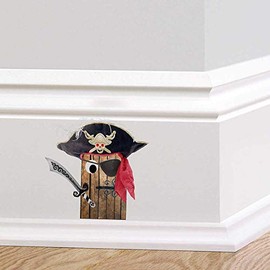 Full Colour Pirate Door Boys Bedroom Wall Sticker Decal Graphic Pirate Hat Sword Eye Patch Pixie Elf Door Playroom