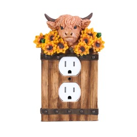 Highland Coo Double Switch Cover Wall Plate | Rustic Lodge & Farmhouse Decor | Lifelike Polyresin Art for Nature Lovers (10.5x3x16cm / 4.1x1.18x6.29")