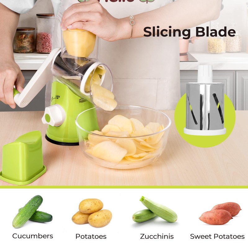X Home Rotary Cheese Grater for Kitchen, Shredder with 3