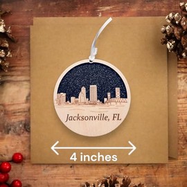 Jacksonville Ornament Wooden Souvenir Christmas Tree Decoration with Jacksonville Florida Vacation Gift