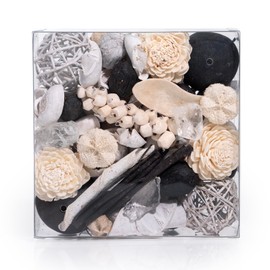 ANDALUCA Maison Box Fragrance Potpourri Decorative Vase & Bowl Filler Home Décor (Black & White Satin)