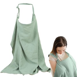 SULIUDAJI Nursing Cloth Muslin Nursing Scarf for On the Go Private Nursing Cover for Baby Soft Nursing Apron Made of Cotton Nursing Apron Outdoor Nursing Cover Pea Green 100 x 65 cm