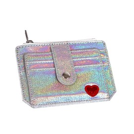 Embroidery Embrolyiss Bright Purse for Ladies Lady Purse Slots Zip Wallet Womans Wallet Money Clip Wallet Womens Purses Coin Purse Holographic Purse Love Card Holder Women's Purple