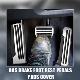 X AUTOHAUX 3pcs Fuel Brake Pedals Kit for Infiniti Q50 Q60 Q70 QX70 G25 G35 G37 M25 EX FX Anti-Slip Foot Rest Pads Footrest Stainless Steel Car Pedals Cover No Drill