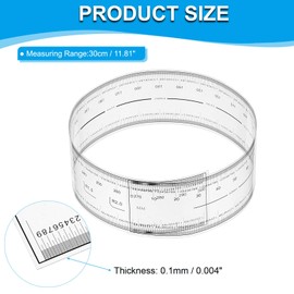 PATIKIL Film Flexible Ruler 30cm 0.1mm Scale with R Angle and Width Lines Clear PET Plastic Soft Folding Straight Ruler for Factory, Transparent, 1 Pcs