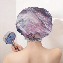 4-Piece Shower Cap Set for Women, Elastic and Reusable, Eco-Friendly Hair Caps, Double Waterproof Layers Bathing Hats (Aurora)